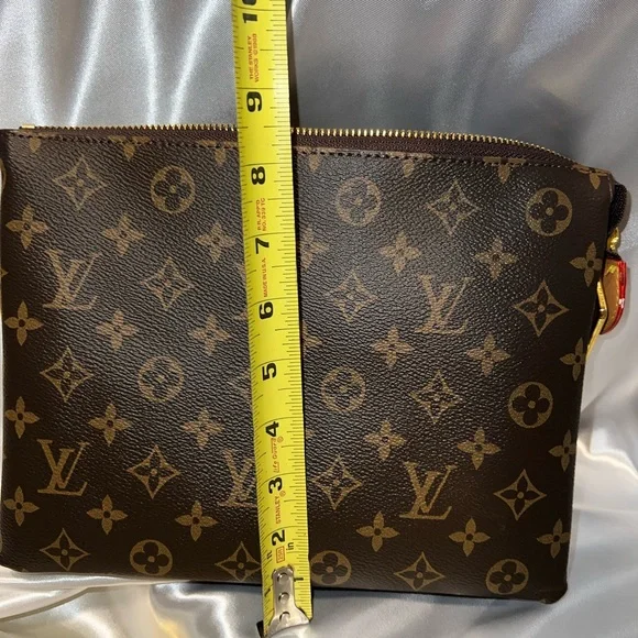 Dark Brown Monogram Pouch with Gold Chain - Picture 5 of 5